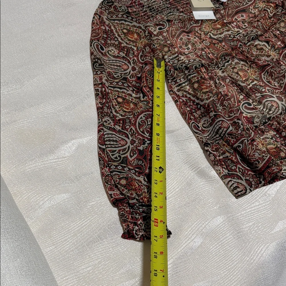Greige Multicolor Paisley Blouse - Picture 4 of 15